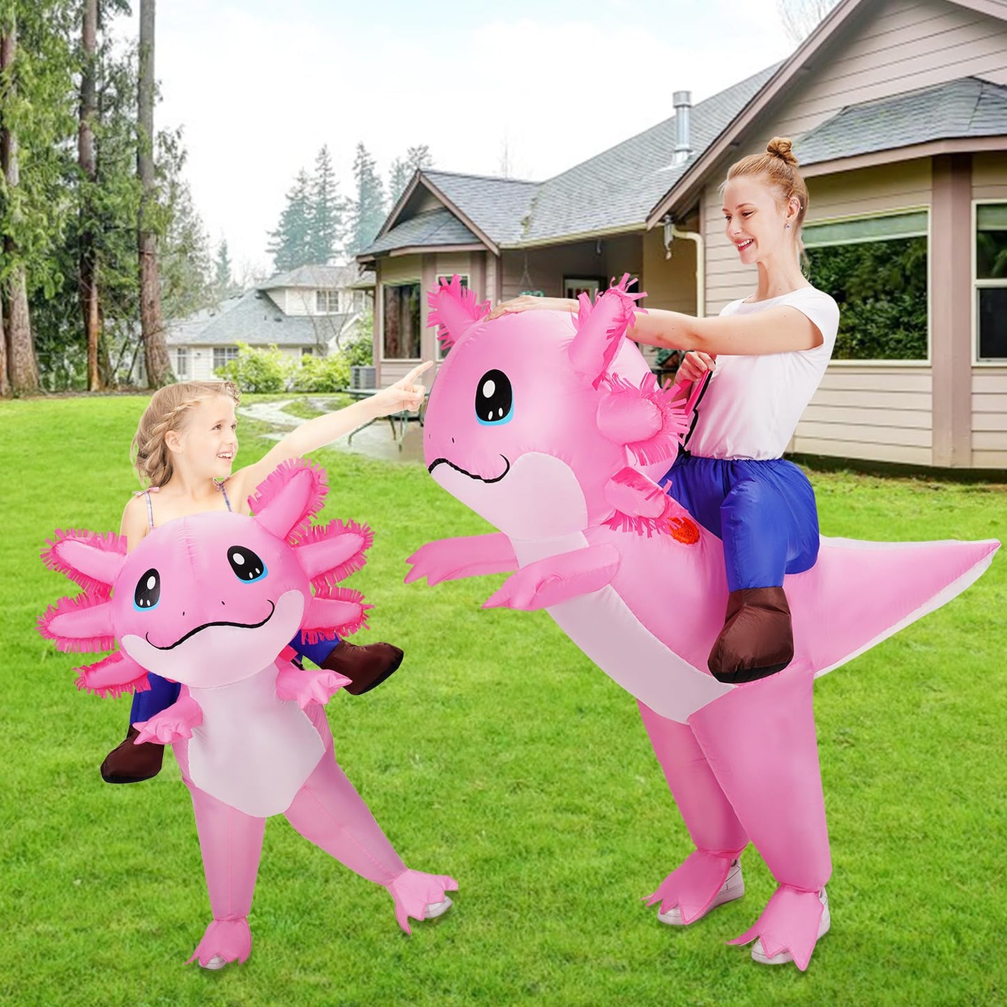 Stegosaurus Inflatable Axolotl Costume for Kids – One-Size Blow Up Outfit