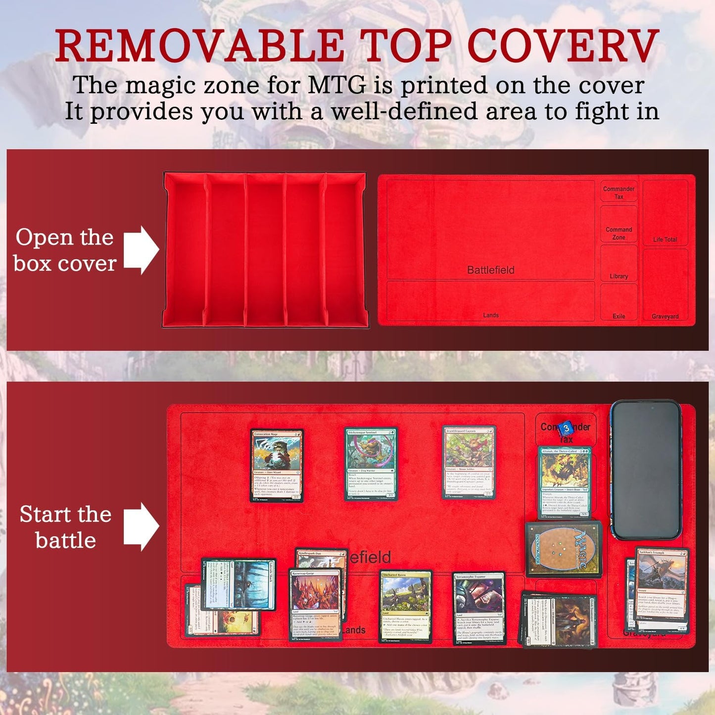 Stepane 5-Row Trading Card Storage Box – 3800+ Cards, 20 Dividers, Dual Playmat