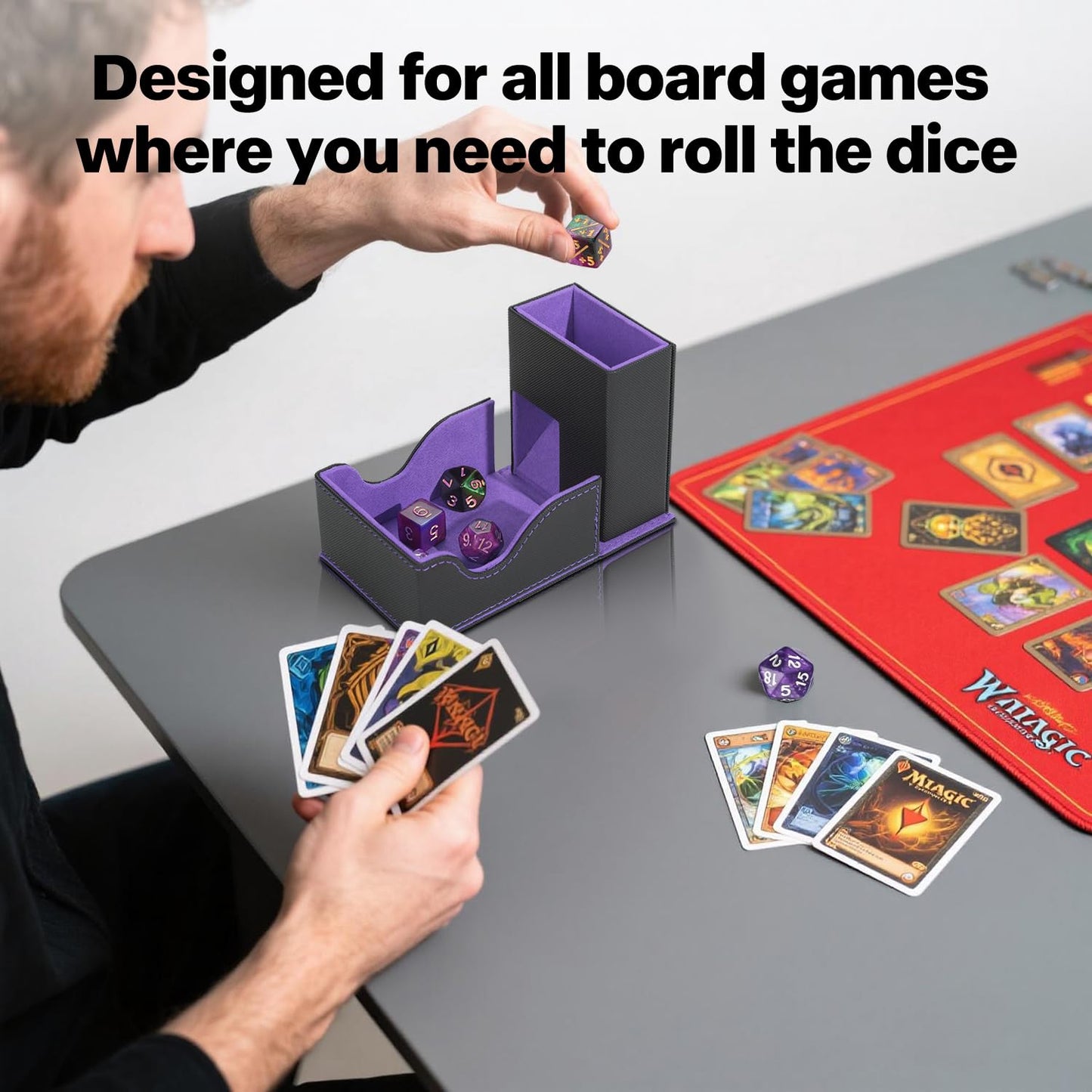 Stepane Dice Tower and Tray – Foldable Portable Dice Roller for D&D & Tabletop Games