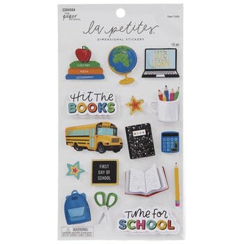 Stickabilities Time for School 3D Stickers – 16 Pieces for Crafts, Scrapbooks & Cards