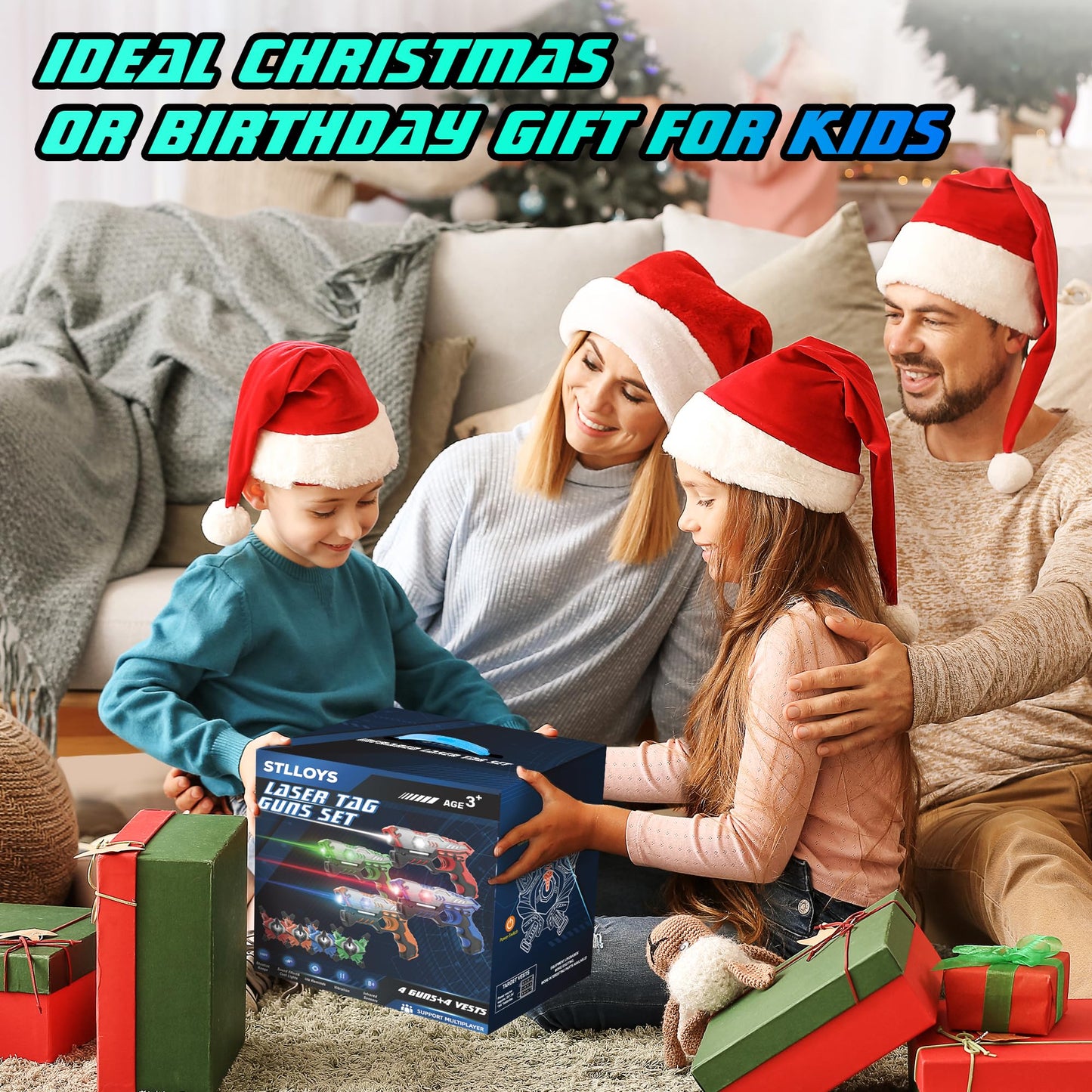 Stlloys Laser Tag: 4-Player Infrared Gun Set with Vests | Indoor/Outdoor Game