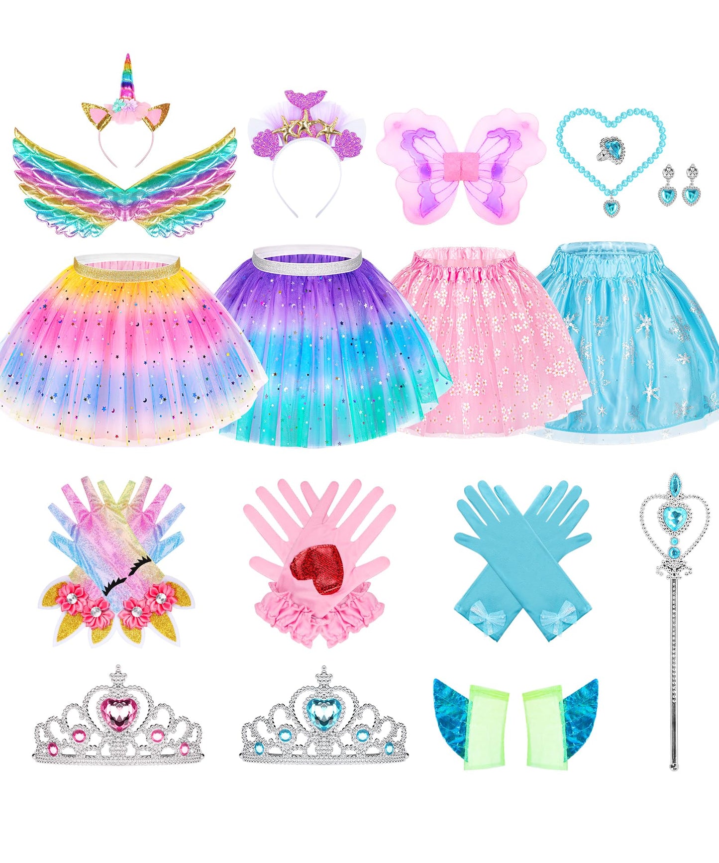 STOPKLAS Little Girls Dress Up Set - Fairy & Mermaid Princess Costumes