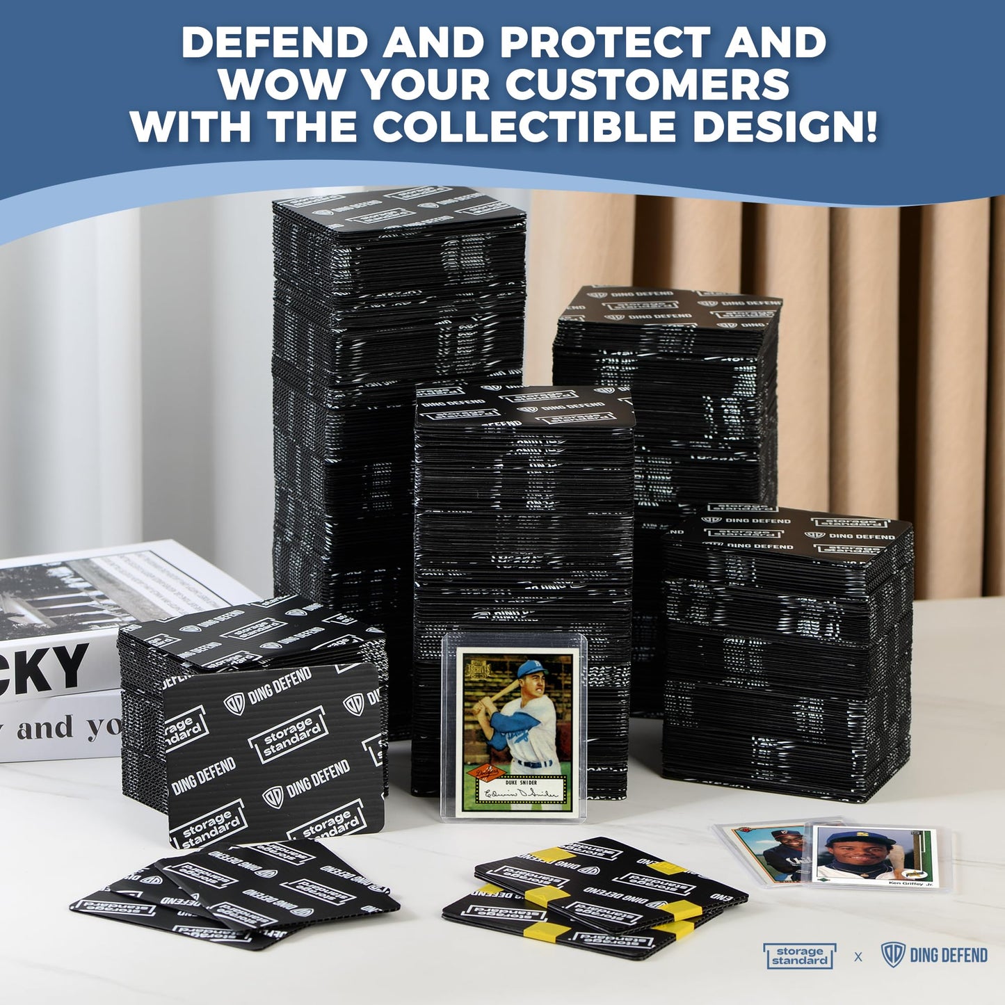 Ding Defend 510-Pack Card Protector — 3.5 x 4.5 in, Black | Storage Standard