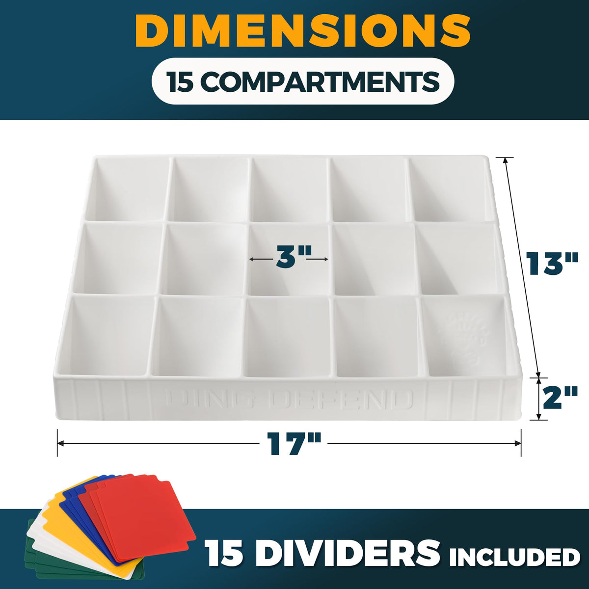Storage Standard Card Sorting Tray – 15-Compartment Stackable Organizer (White)