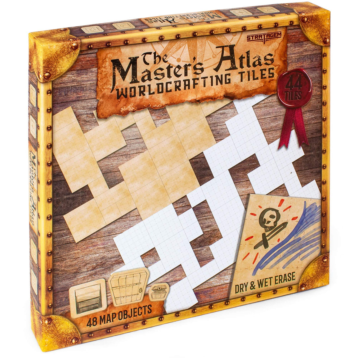 Stratagem The Master’s Atlas Grid Tiles — Reversible Dry/Wet Erase Battle Map for D&D & Tabletop RPG (44 Tiles, 48 Tokens)
