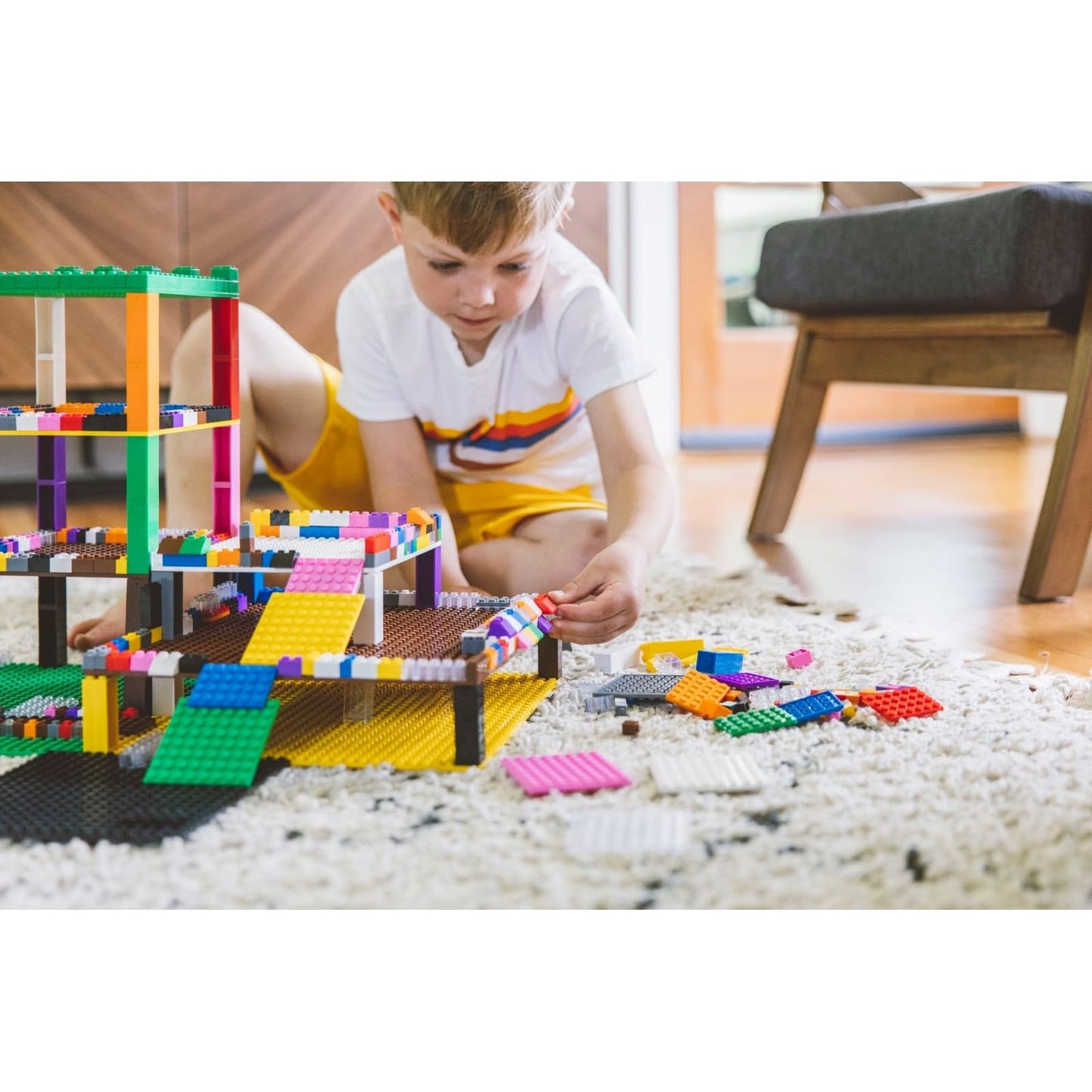 Strictly Briks Stackable Baseplates – LEGO-Compatible Rainbow 6x6 Set with 12 Baseplates & 80 Stackers