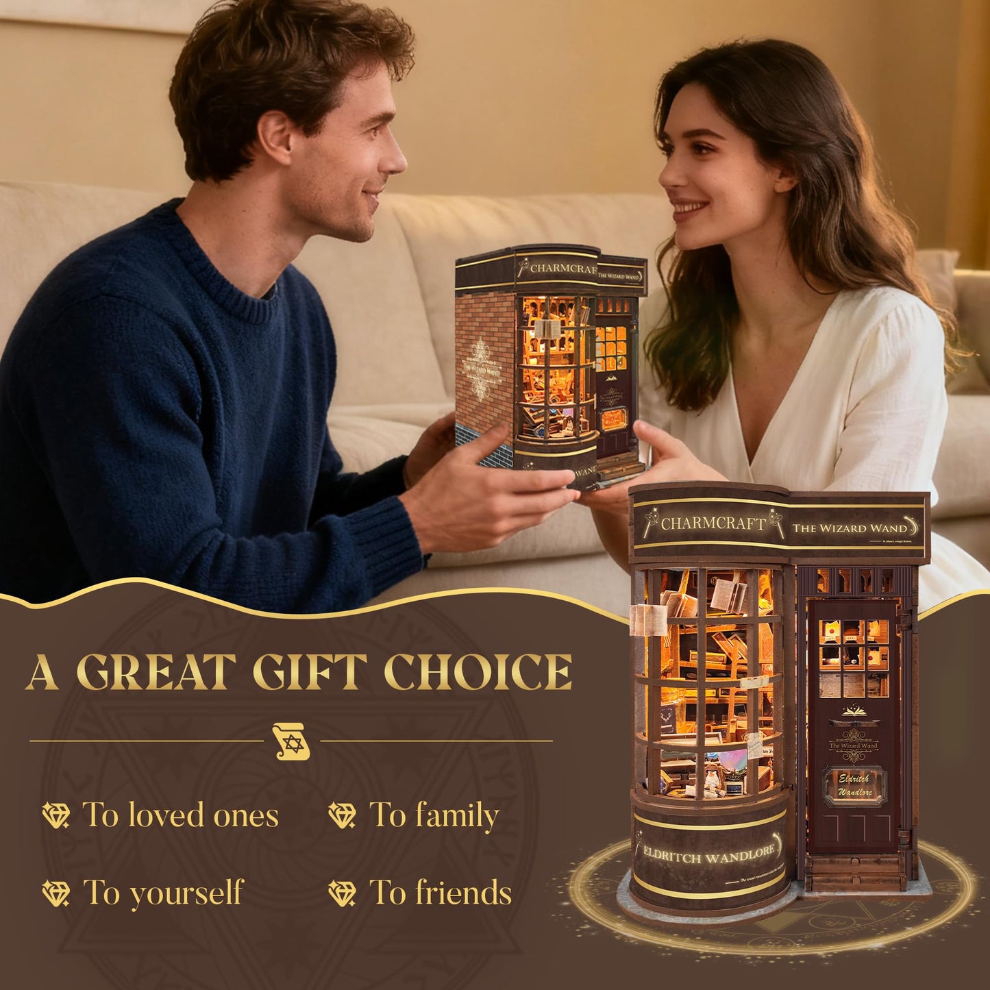 STRUCWOOD DIY Book Nook Kit: Magic Wand Shop – 3D Puzzle & Dollhouse Decor (SQ-51)