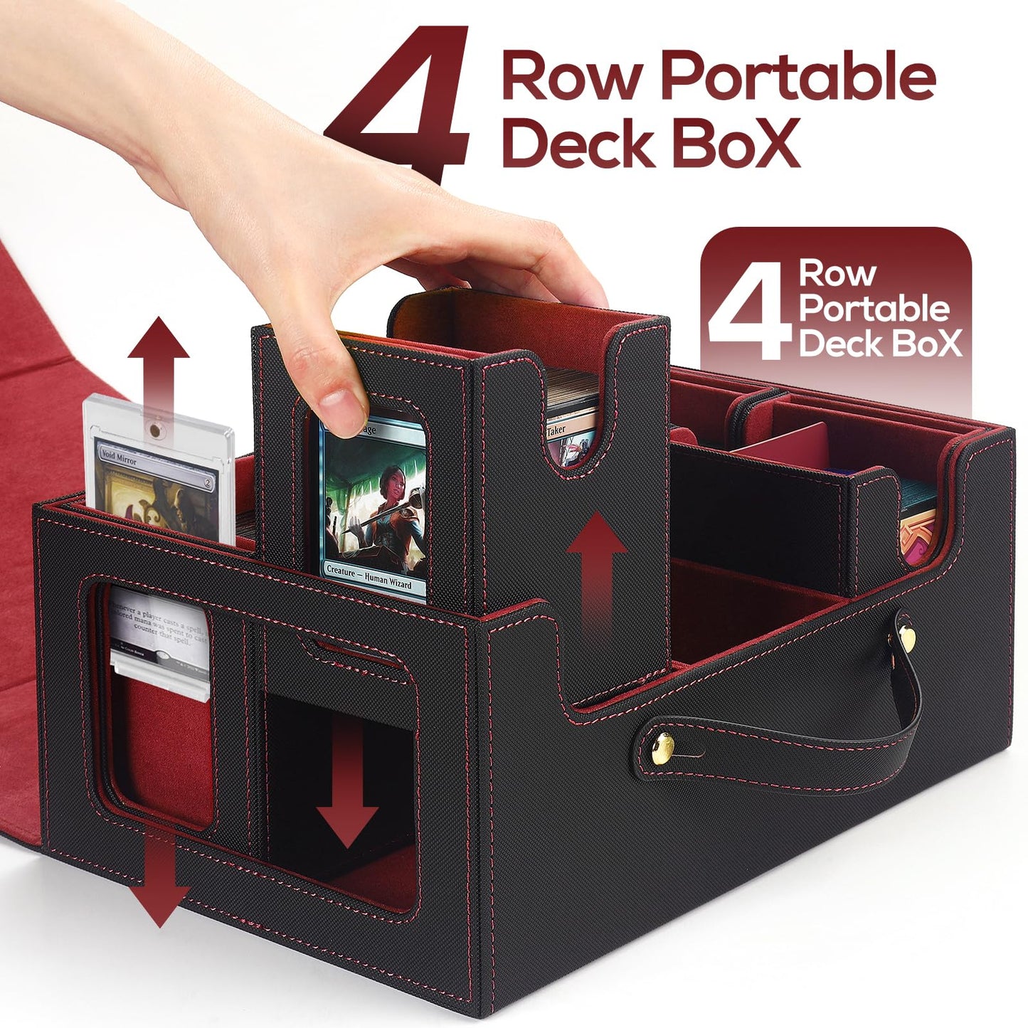 STTRBOX Trading Card Storage Box for MTG Commander Decks – 4 Toploaders & Dividers