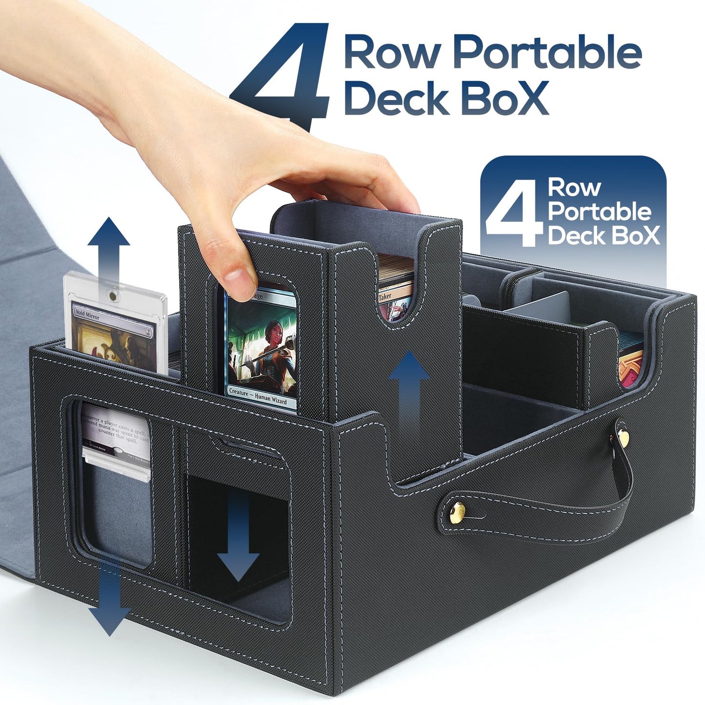 STTRBOX MTG Commander Deck Box – 4 Removable Boxes, 900+ Cards, Premium Faux Leather