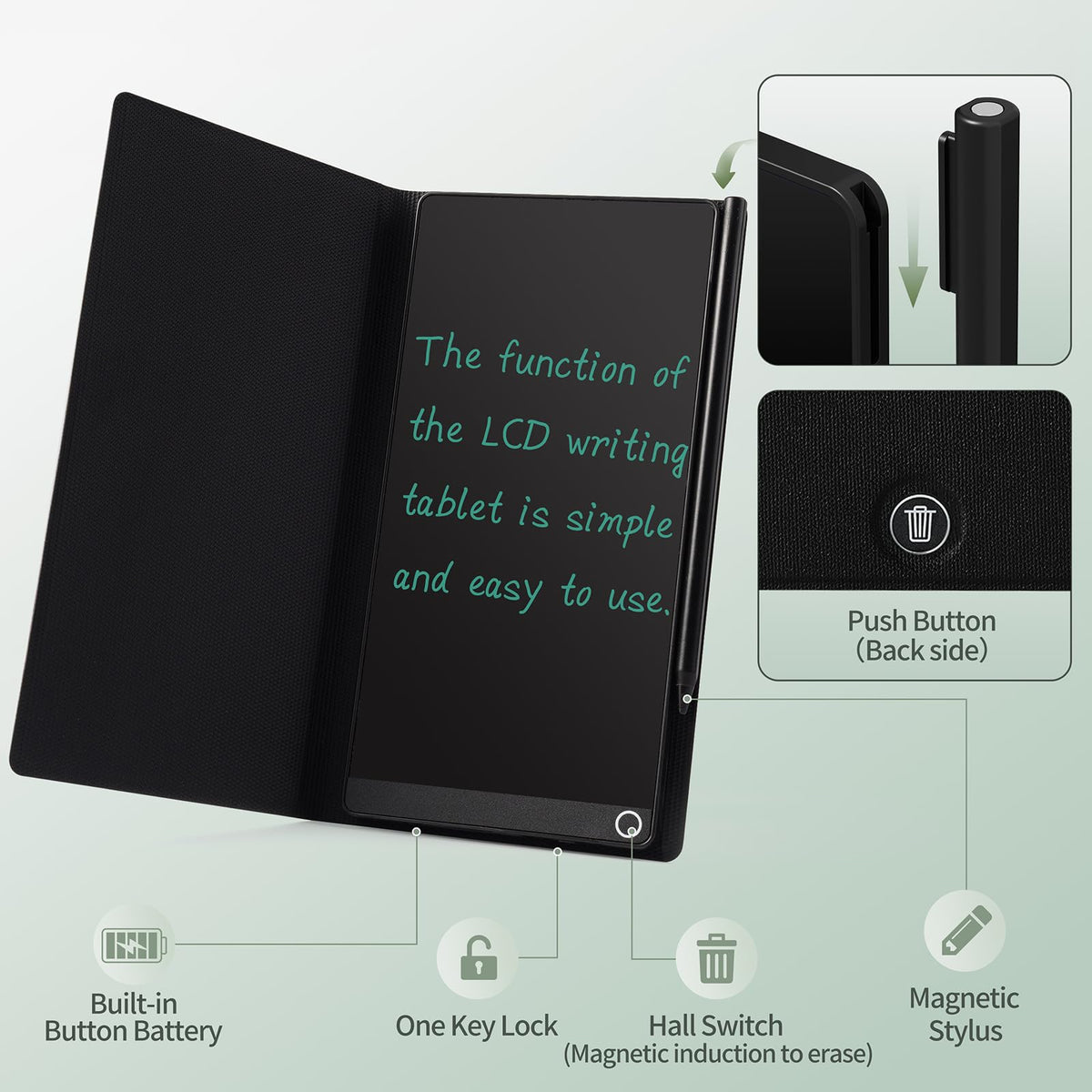 STTSWT 6.5-Inch LCD Writing Tablet with Leather Case – Portable Digital Notepad