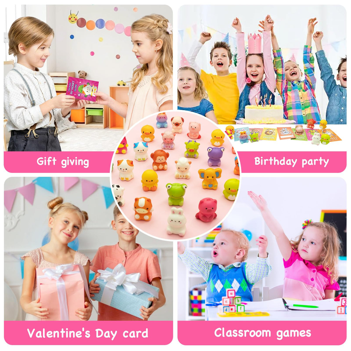 Sufuplay 24-Pack Valentines Day Gifts for Kids — Slow Rising Toys with Card Reveal