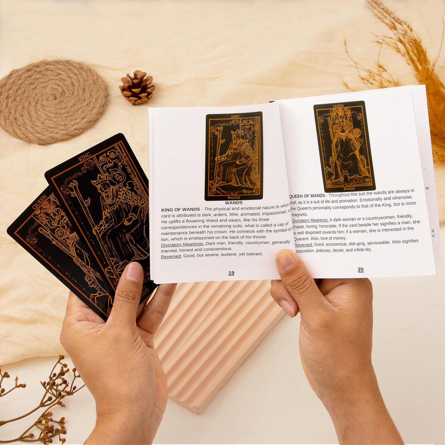SUGEYA 78 Tarot Cards with Guide Book — Black Deck Gift Set with Chakra Stones