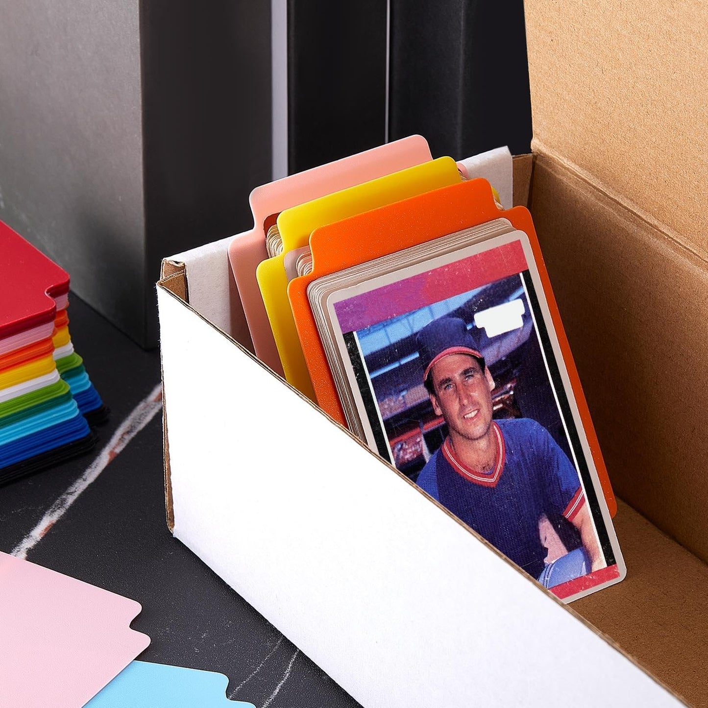 Suilung 50 Pcs Trading Card Dividers Multicolor Frosted Tabs 2.7 x 3.8 in