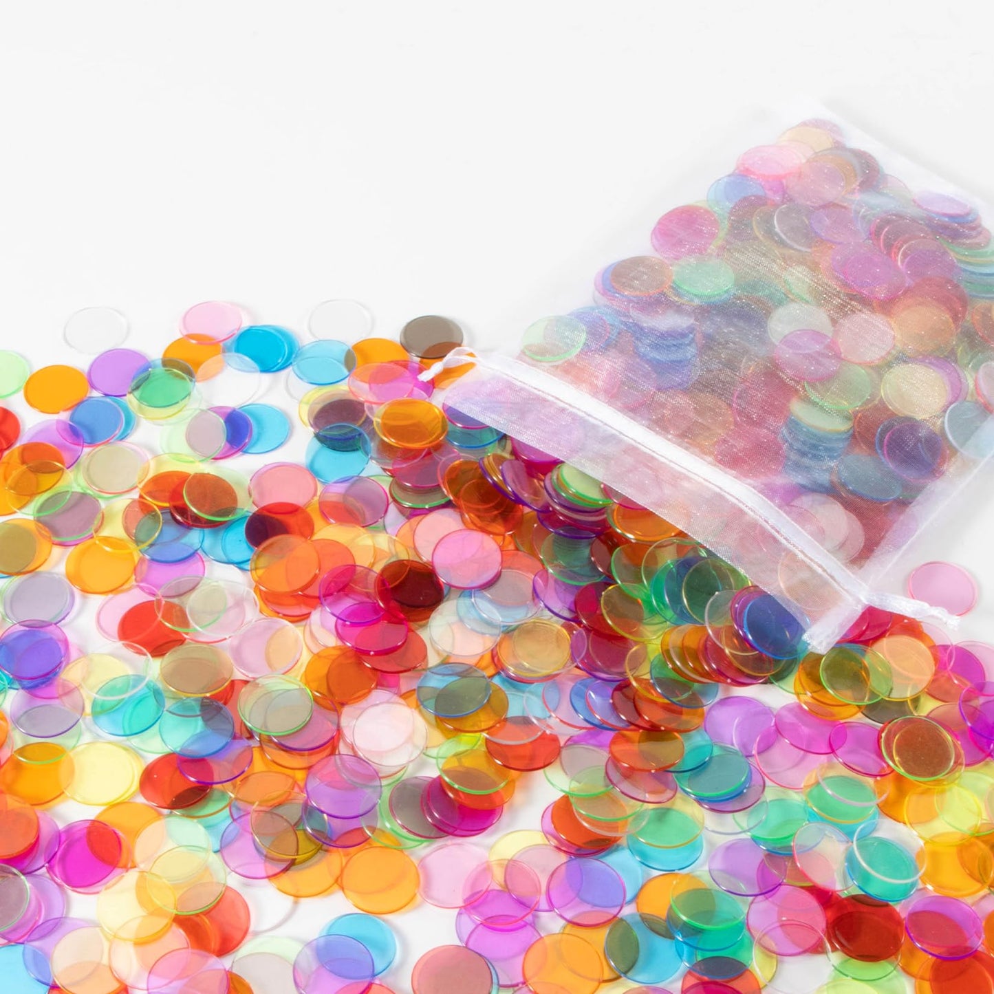 Sukh 500pcs Bingo Chips - Colorful Transparent Markers for Bingo & Classroom