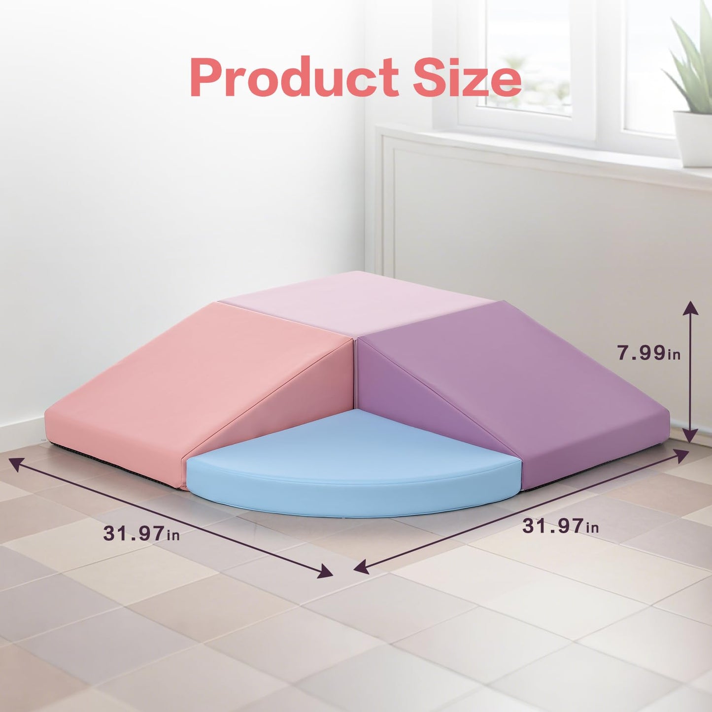 Sumbababy Climbing Foam Blocks for Toddlers | Indoor PU Leather Playset (Purple/Pink)