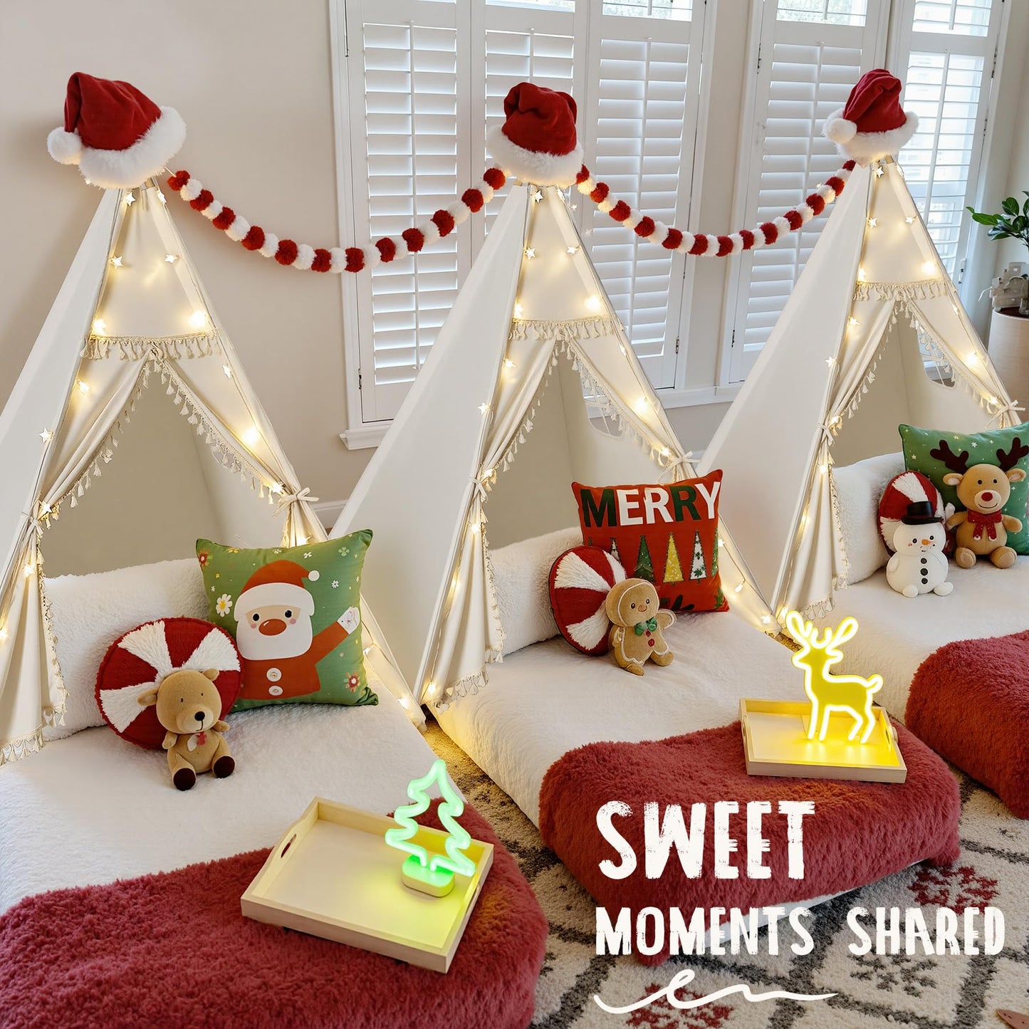Sumbababy Kids Teepee Tent - Natural Canvas with Fringe