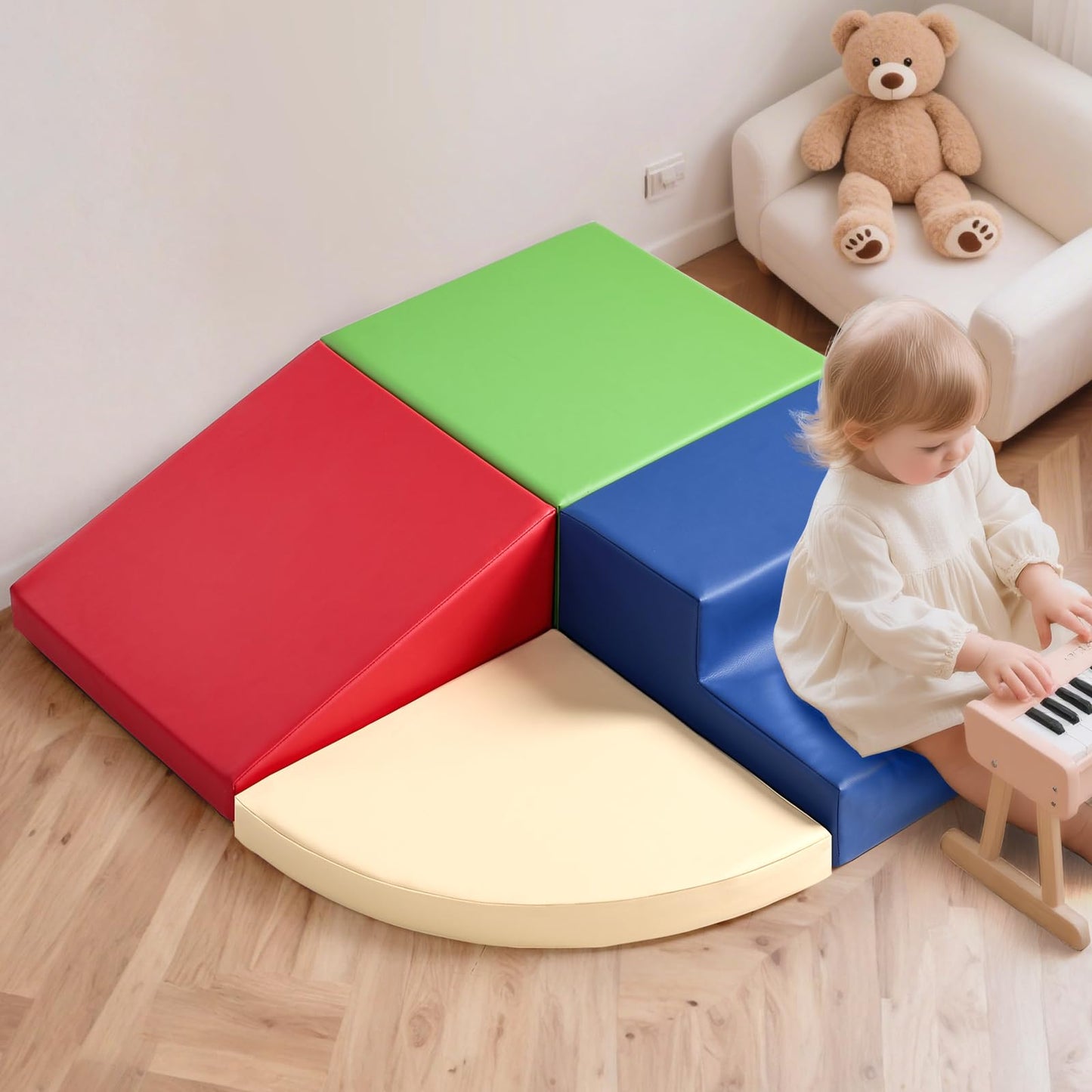 Sumbababy Soft Climbing Blocks for Toddlers – Waterproof PU Leather 4‑Piece Indoor/Outdoor Play Set