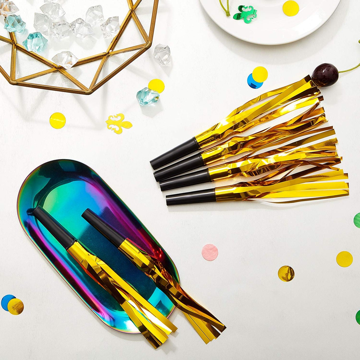 Sumind 24 Pcs Gold Glitter Noise Makers – Party Blowers for Adults, Birthdays & Events