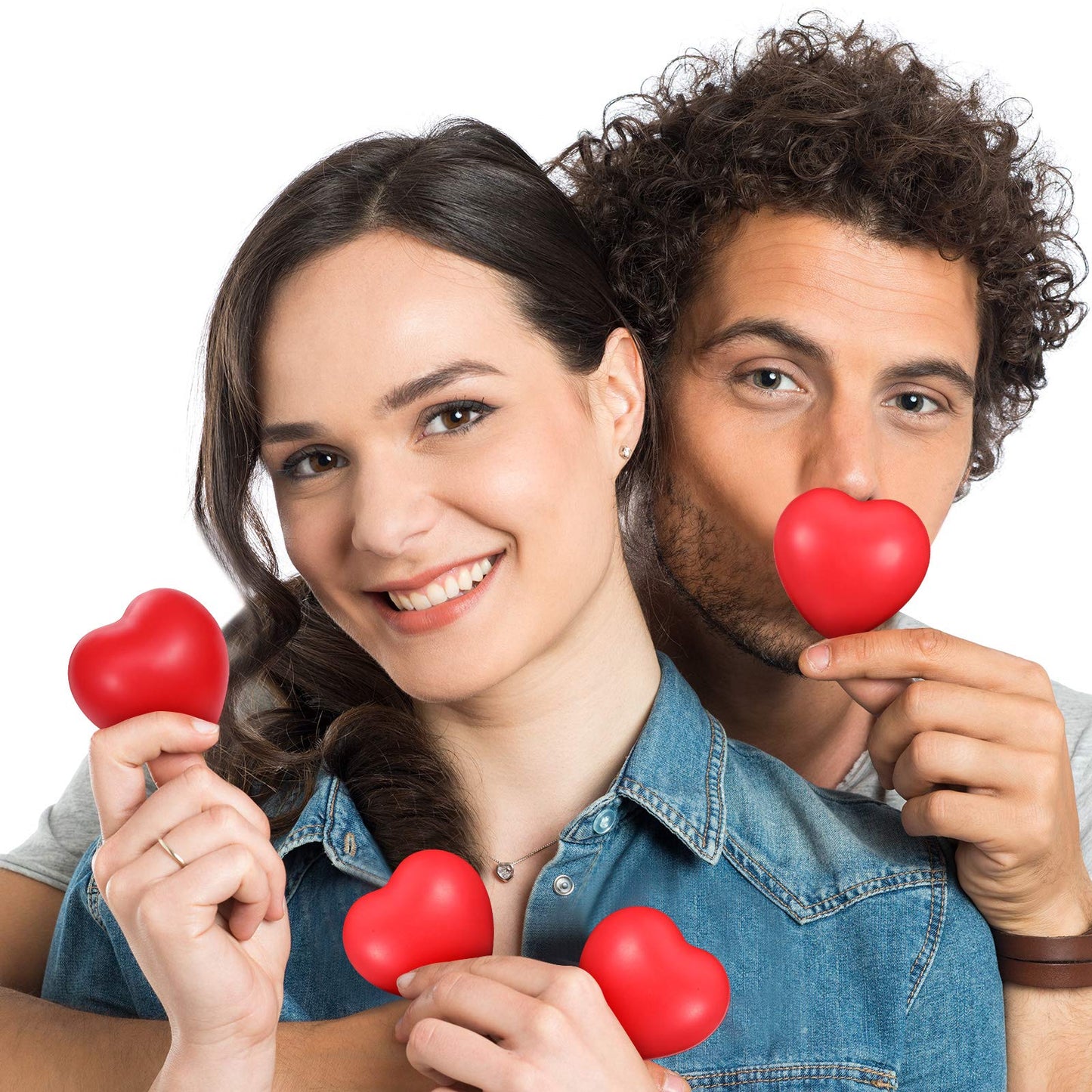 Sumind 50 Pcs Red Heart Stress Balls - 1.6in Squeeze Toys, Wedding Favors