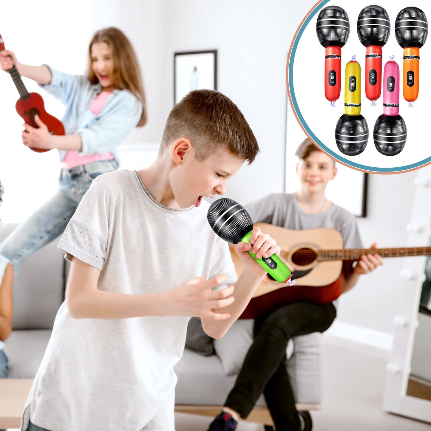 Sumind 30 Pcs Inflatable Microphones – 9.4 Inch Party Props for Karaoke