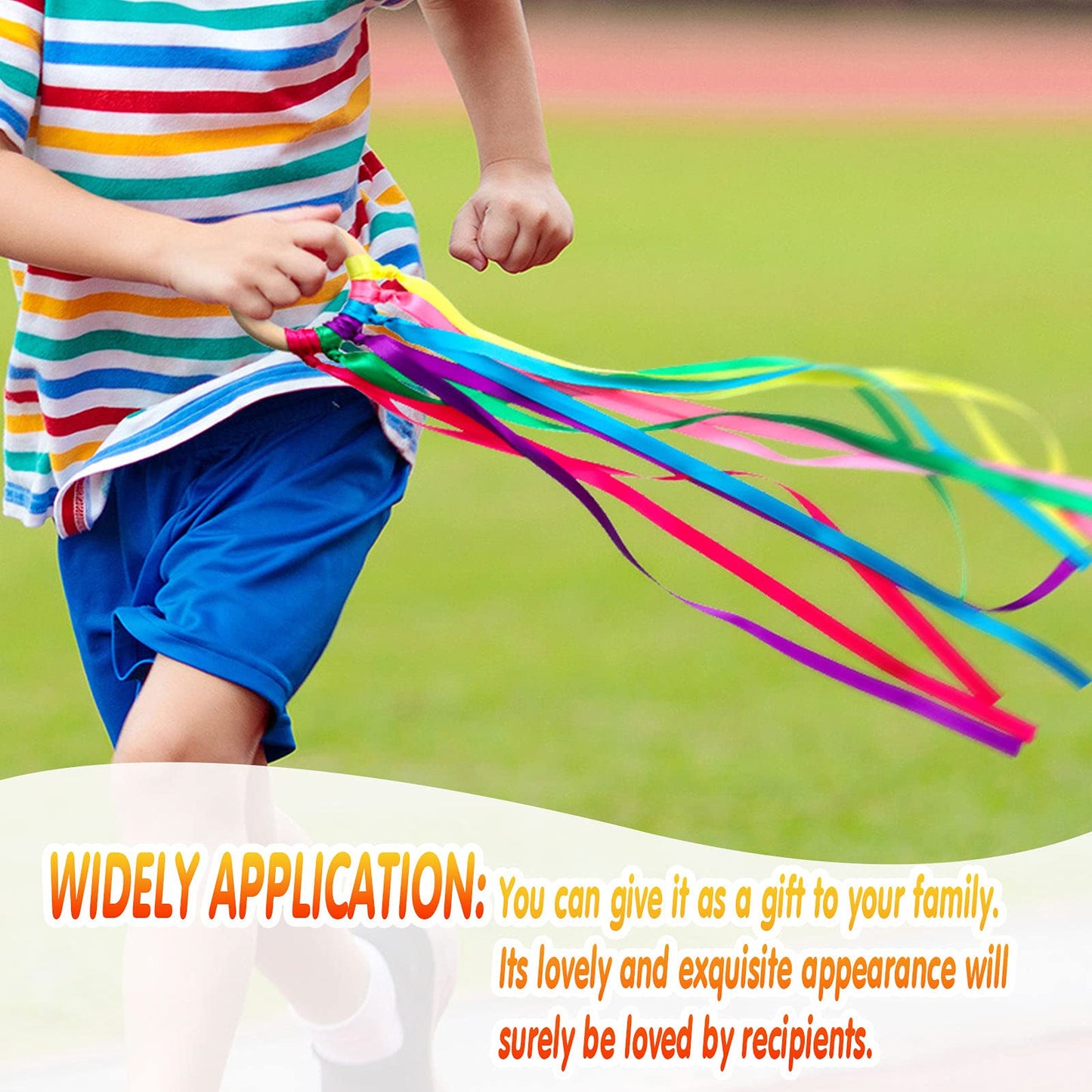 Sumind 6 Pcs Rainbow Ribbon Hand Kite Wands for Kids – Learning, Dance & Creative Play