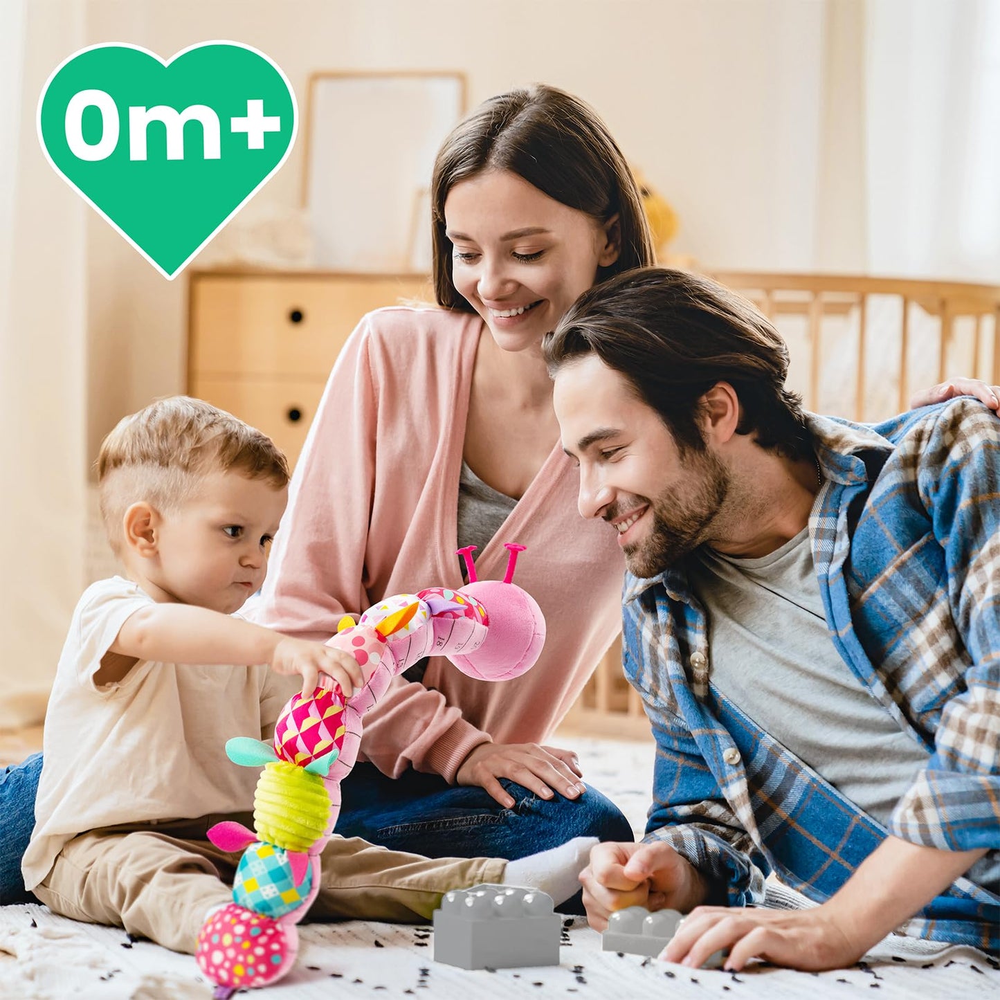 Sumobaby Infant Musical Caterpillar Toy (Pink) – 4-in-1 Sensory Plush for 0-12 Months