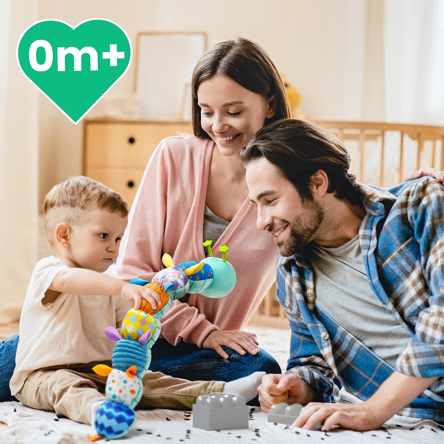 Sumobaby Musical Caterpillar Baby Toys - 3-in-1 Teether, Rattle & Crinkle | 0-12 Months