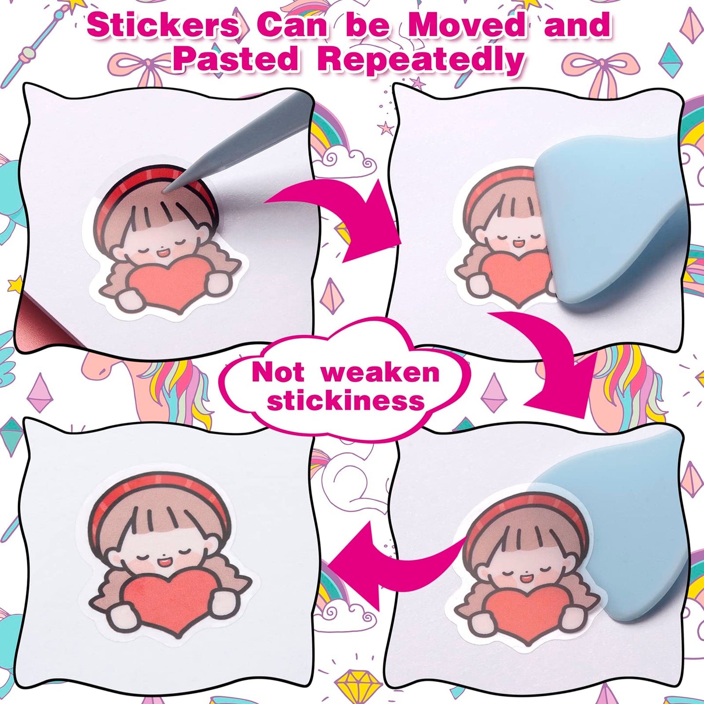 SUNEZLGO Reusable Sticker Album with Pockets – 100 Sheets, Tweezers & Spatula (A6)