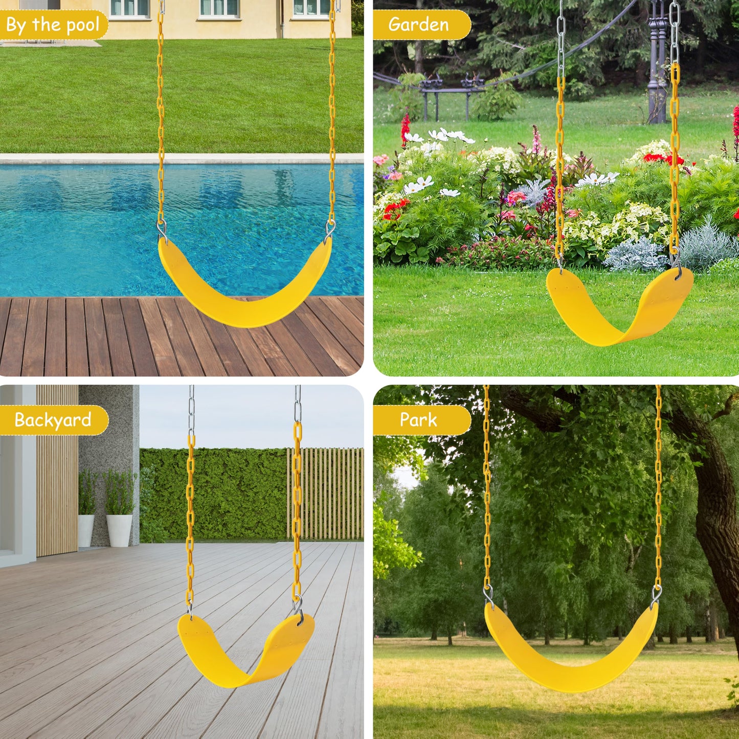 Sunnyglade 2-Pack Heavy-Duty Swing Seats with 66-inch Chains – Yellow