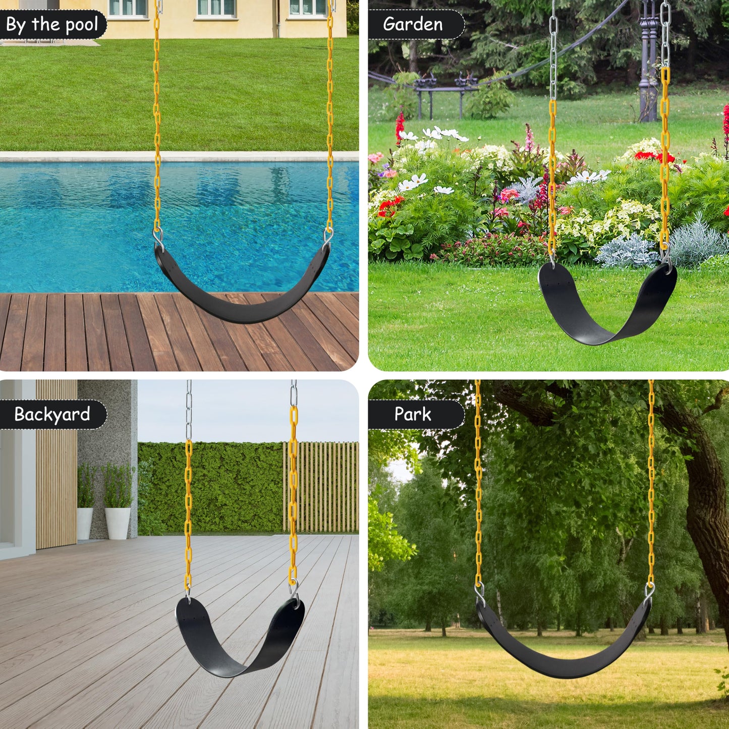 Sunnyglade 2-Pack Heavy-Duty Swing Seats with 66-Inch Chains – 250 lb Capacity