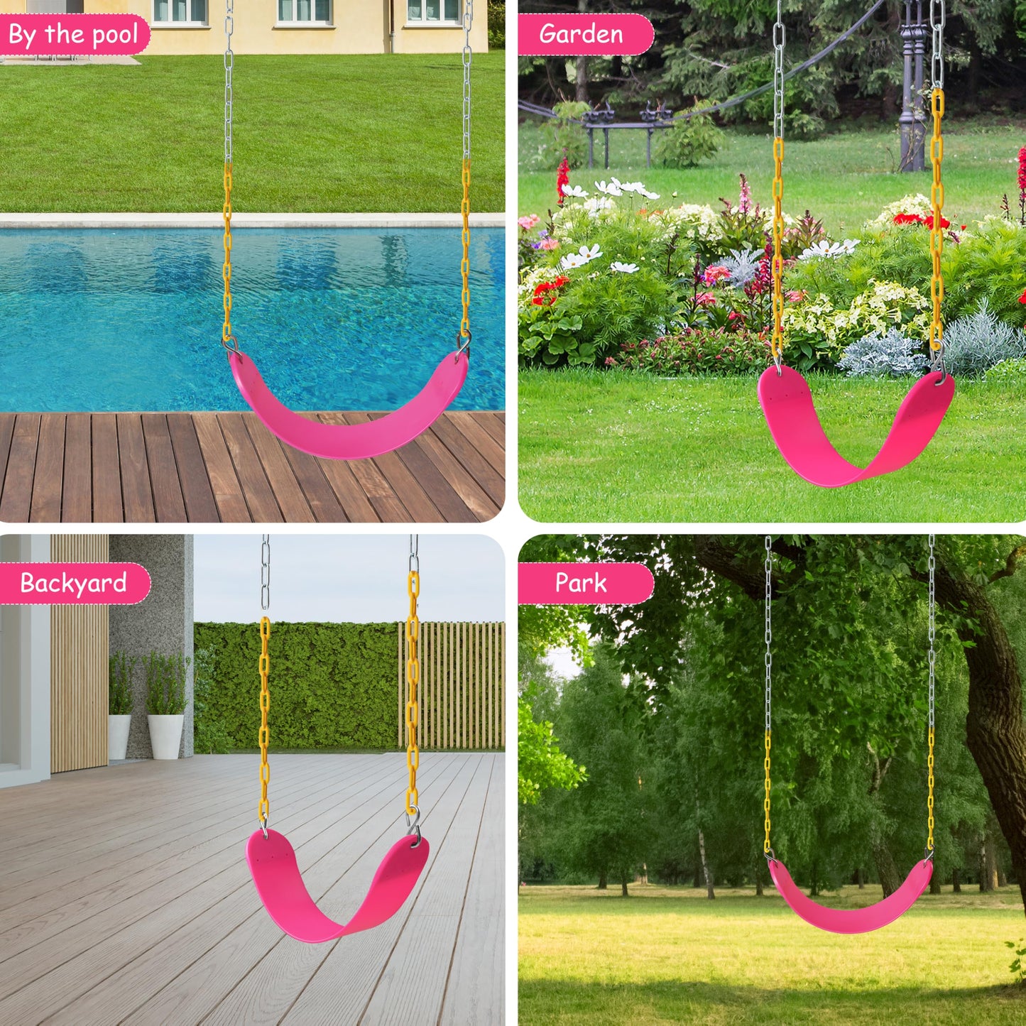 Sunnyglade 2-Pack Swing Seats - Heavy-Duty with 66in Chains (Pink)