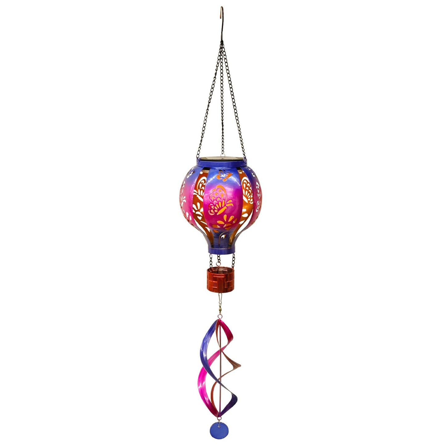 SUNNYPARK Hot Air Balloon Solar Lantern Wind Spinner – Hanging Garden Decor (Hummingbird & Butterfly)