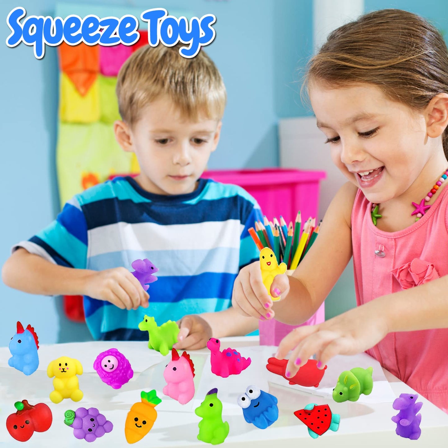 SUNPROUND 130Pcs Mochi Squishy Toys – Kawaii Fidget Set for Kids, Party Favors & Classroom Prizes
