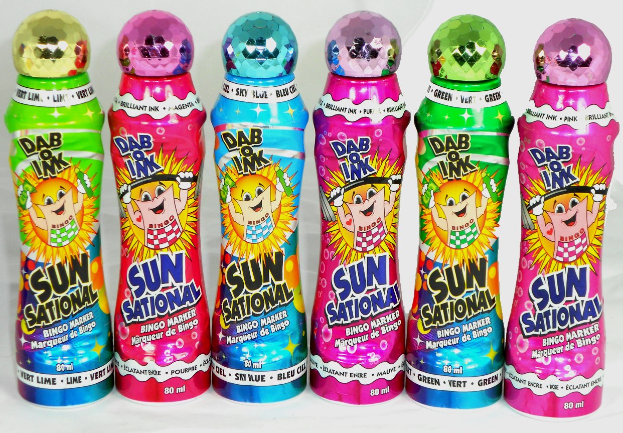 Sunsational Bingo Dauber Set of 6 – 4 oz Mixed Colors | Ultra-Bright Ink