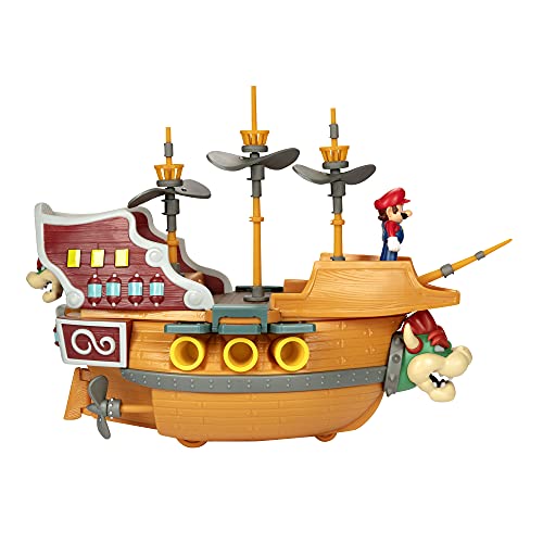 Super Mario Deluxe Bowser's Airship Playset with Mario Figure – Authentic Sounds