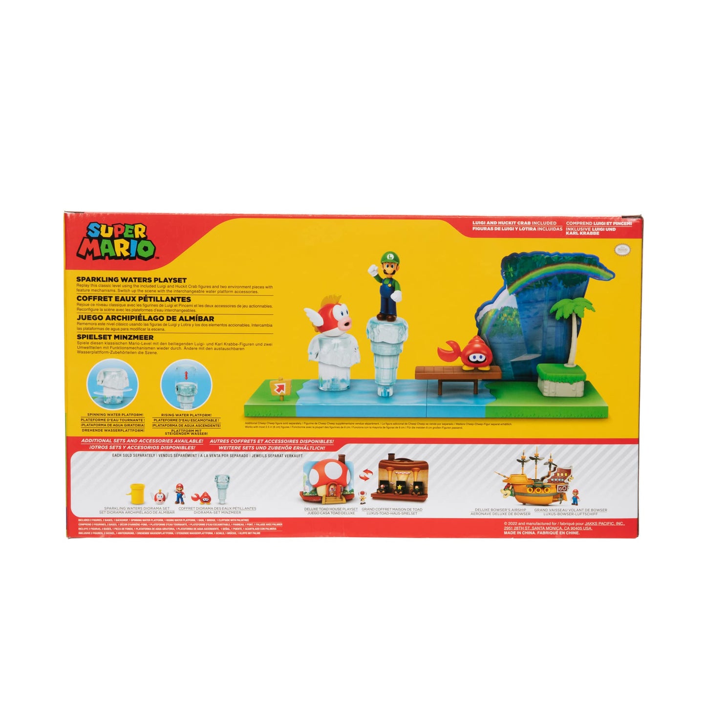 Super Mario Sparkling Waters Playset with Luigi & Huckit Crab – Interactive Levels