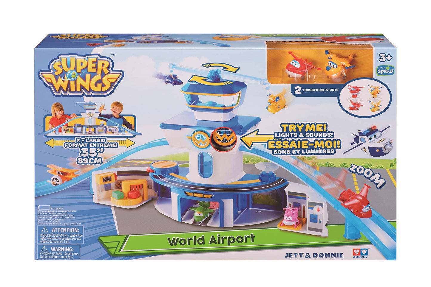 Super Wings World Airport Playset with 2 Transform-a-Bot Jett & Donnie Figures | Preschool Learning Toy