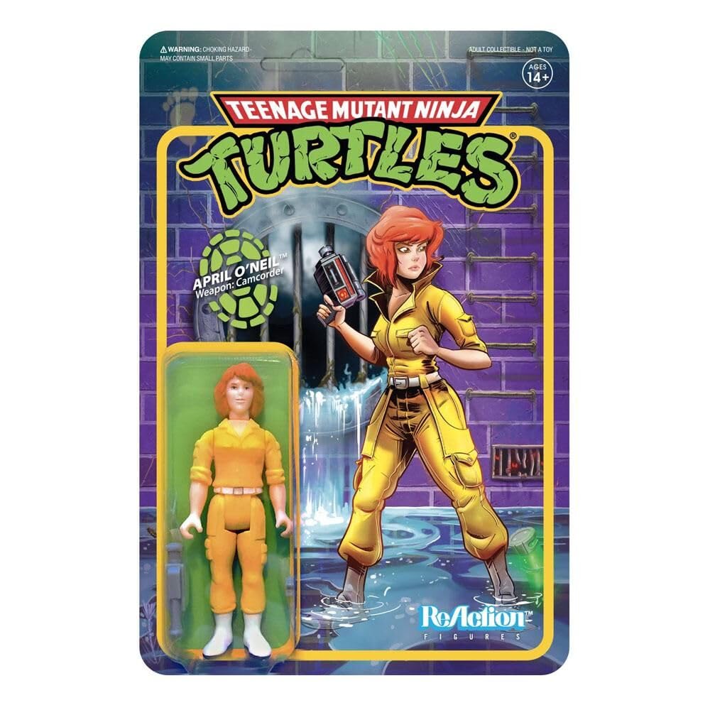 Super7 April O'Neil TMNT 3.75-Inch ReAction Figure - Card Back with Camcorder & Shuriken