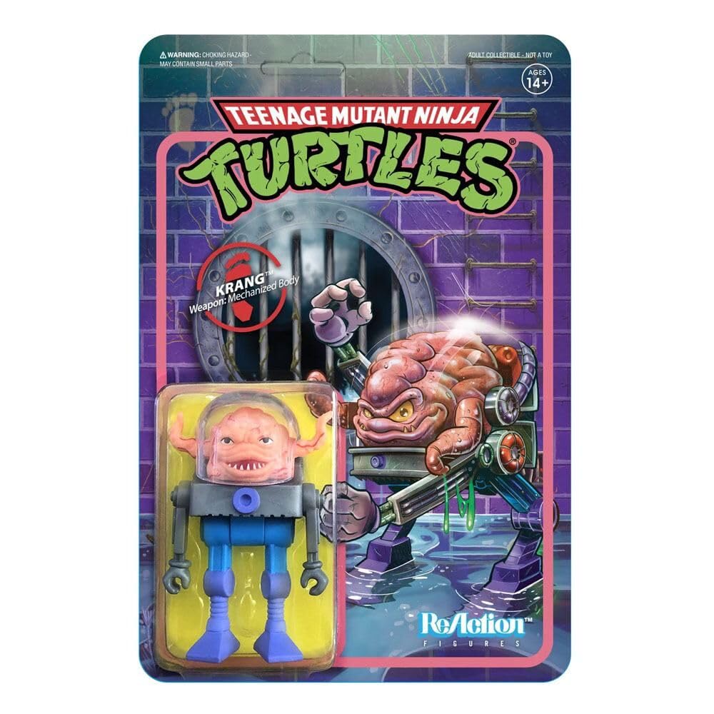 Super7 Krang 3.75-In ReAction Figure with Mech Walker | TMNT Cardback Art