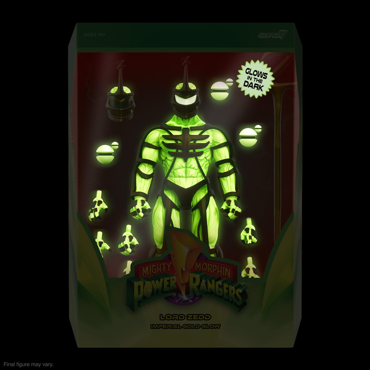 Super7 ULTIMATES! Lord Zedd Imperial Gold Glow – 7-inch Power Rangers Action Figure with Accessories
