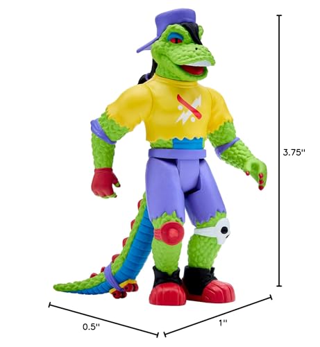Super7 TMNT Mondo Gecko 3.75-Inch ReAction Figure with Turbo Skateboard | Collectible Toy