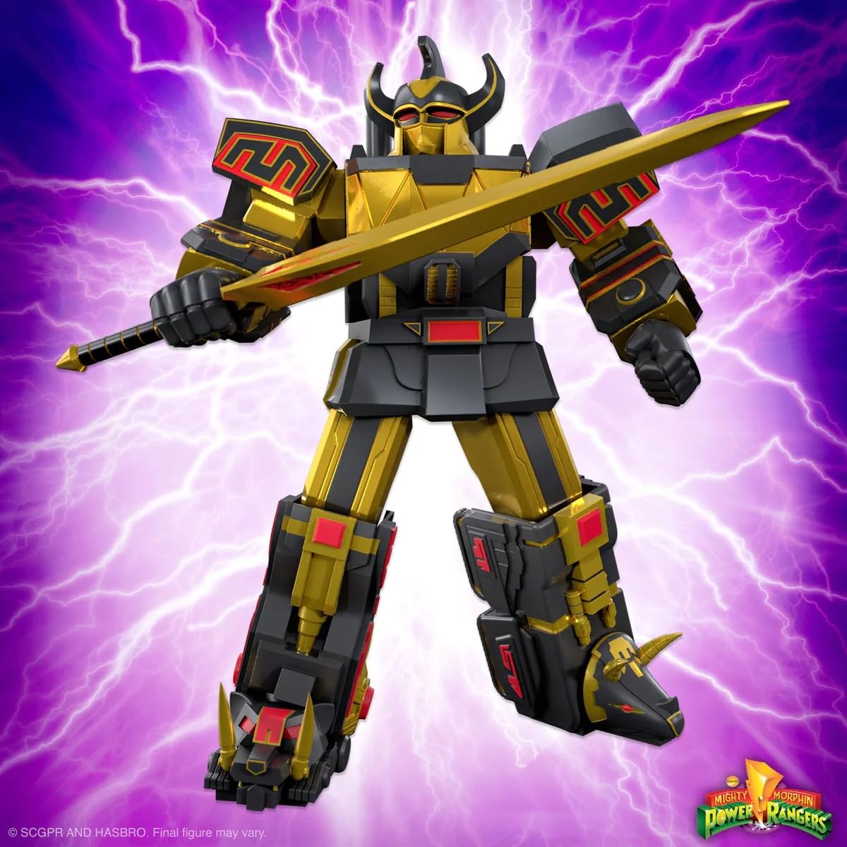 Super7 ULTIMATES! Megazord (Black & Gold) – 8-Inch Power Rangers Figure + Accessories