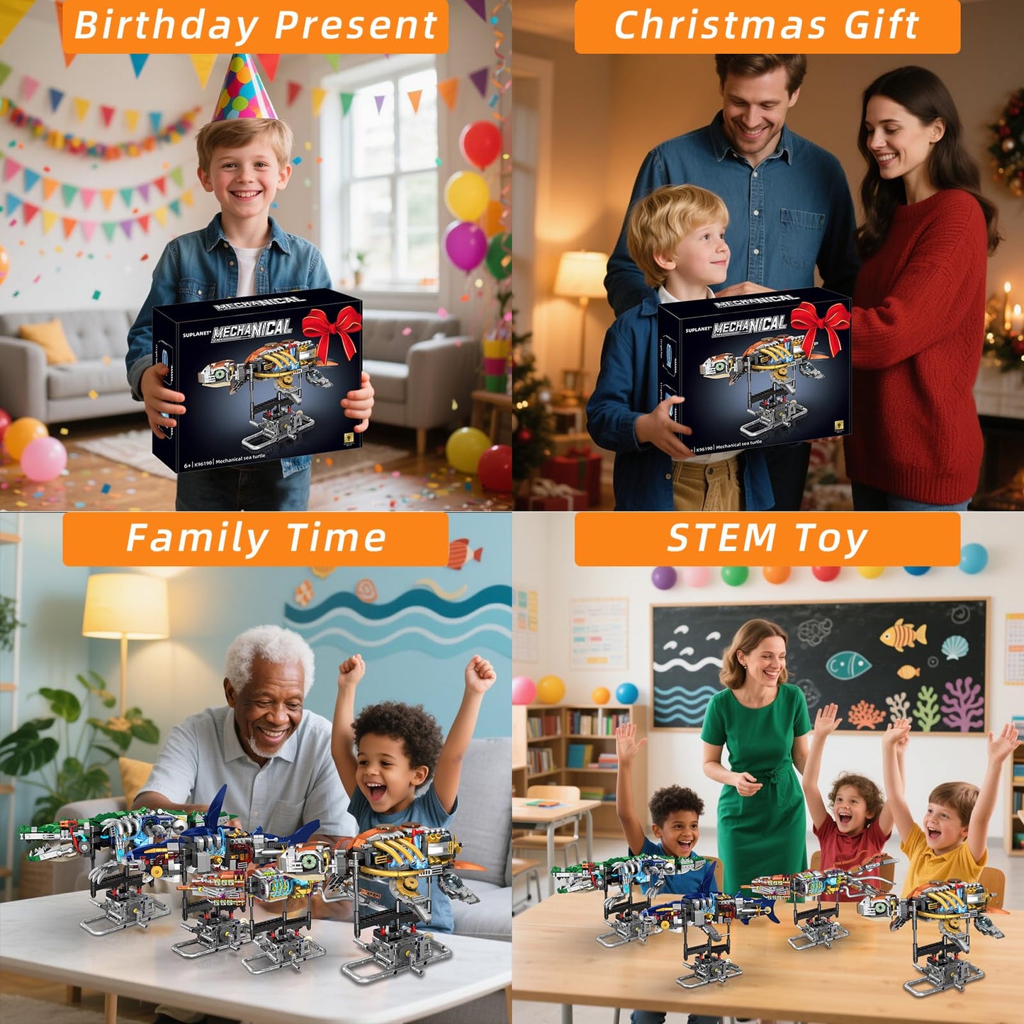 Suplanet Mechanical Turtle Building Set – 659PCS with Rotatable Mechanism & Display Stand | STEM Toy for Ages 8–14