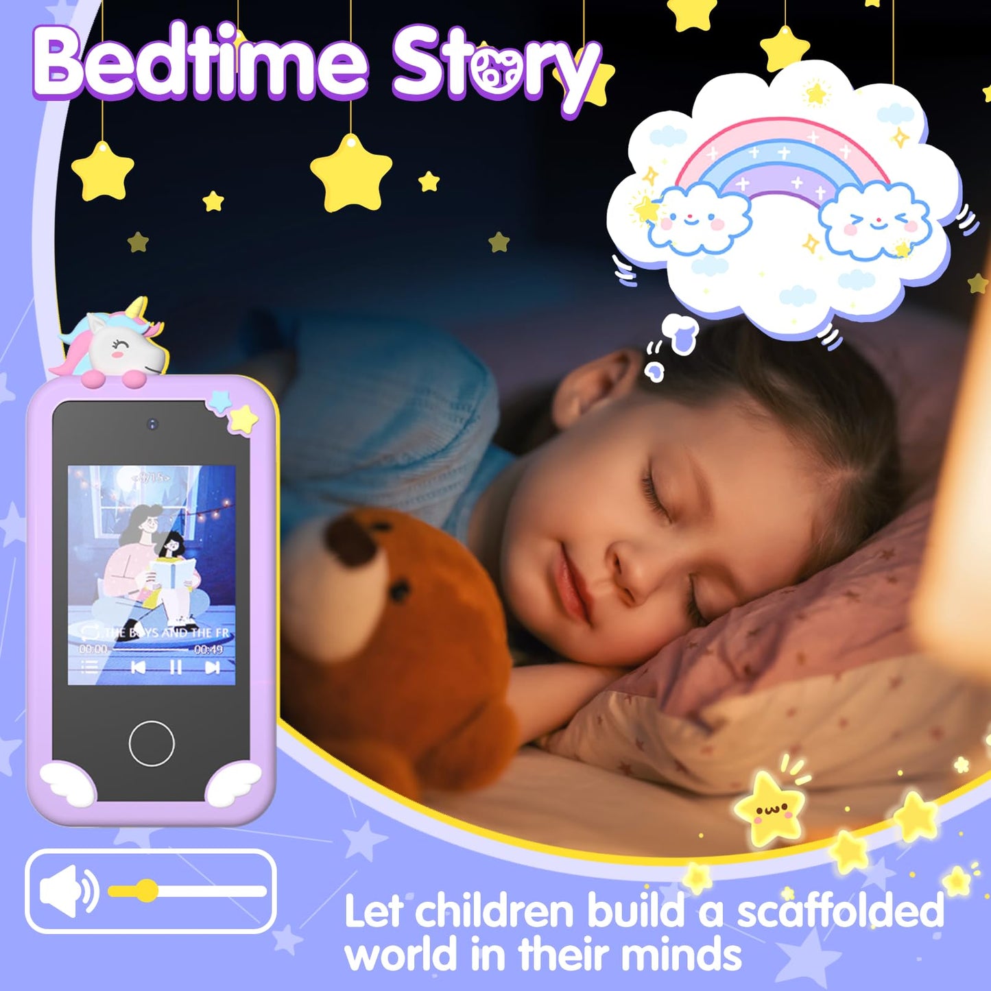 Surelect Kids Smart Phone for Girls - 2.8-inch Touchscreen, 32GB SD Card, Dual Camera, Puzzle Games