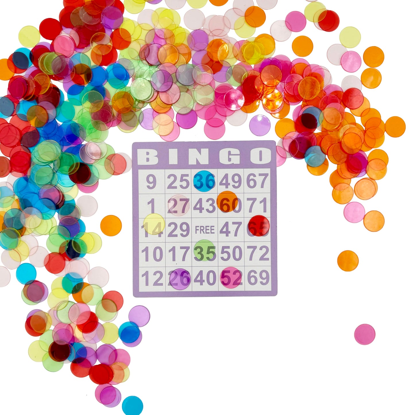 SUTIMSHE 500 Clear Bingo Chips – 3/4 Inch, 8-Color Plastic Markers for Bingo, Math Counters & Classroom Activities