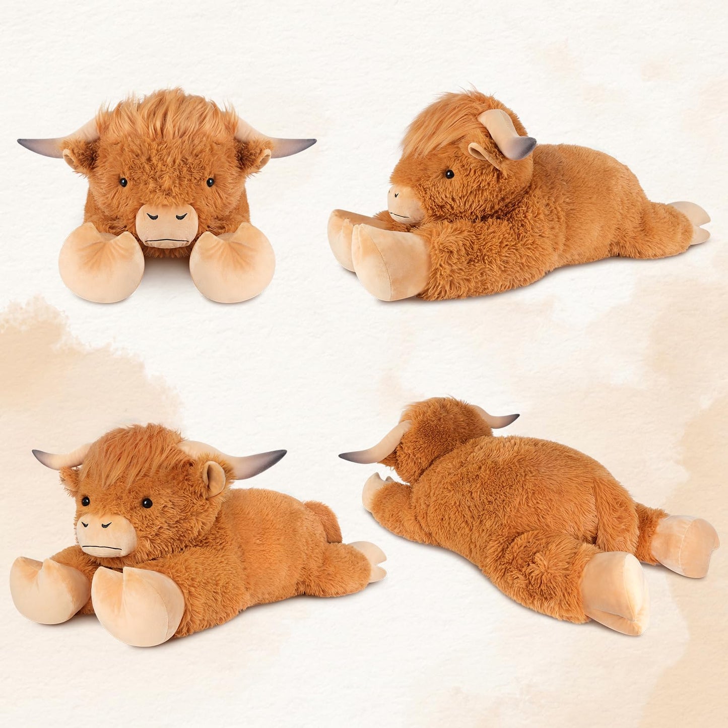 SuzziPals 43-Inch Giant Highland Cow Plush – Large Soft Stuffed Animal for Kids & Adults