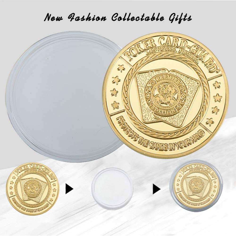 SW Poker Card-Guard Coin with Acrylic Case – Golden Token Chips for Table Games, Collectible Gift for Husband, Father, Friends