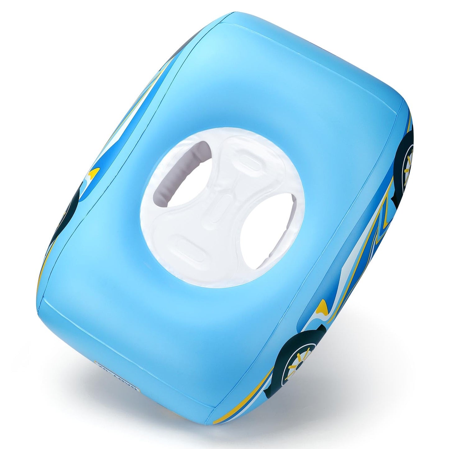 Swimbobo Toddler Pool Float – Car-Shaped Inflatable with Adjustable Sun Canopy for Kids 3+ (Blue)