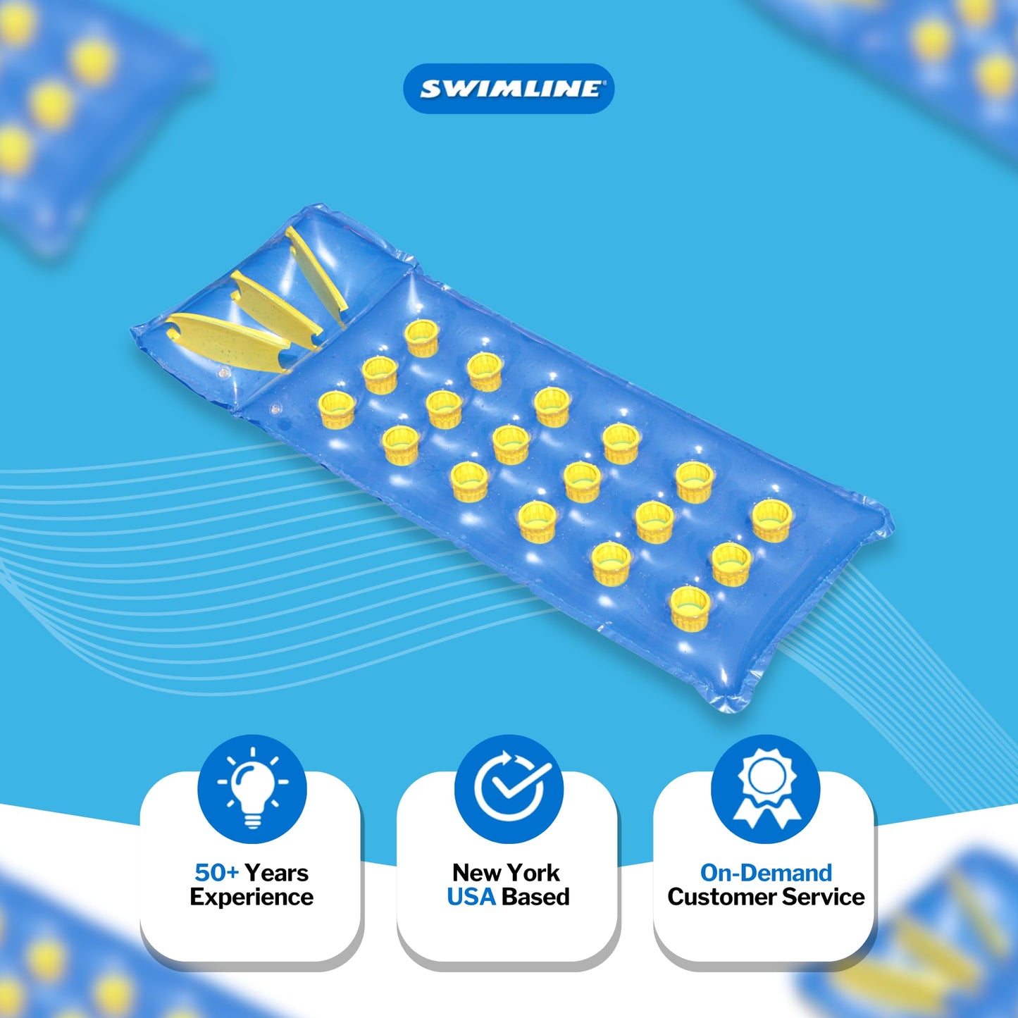 Swimline 9035 Inflatable Pool Mattress with 18 Air Pockets - Blue