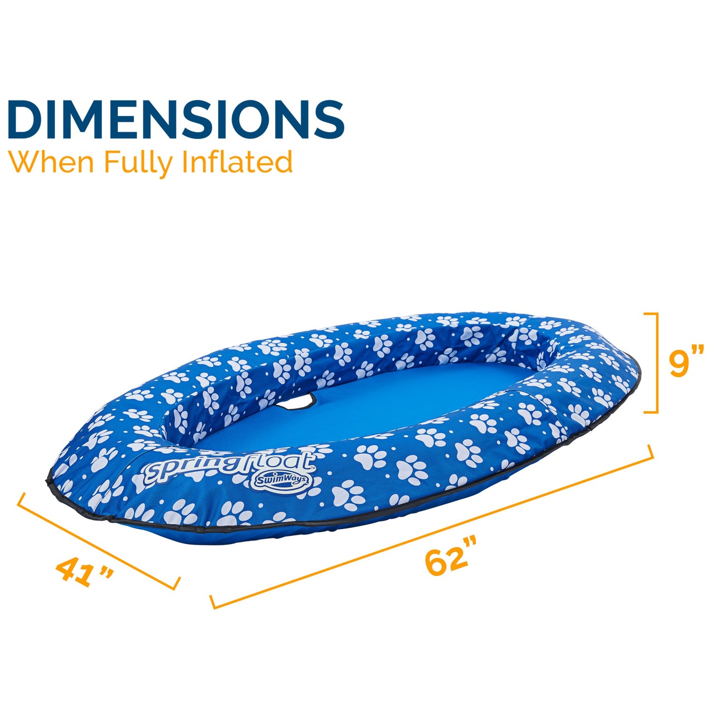 SwimWays Paddle Paws Spring Float Dog Raft – Large 65+ lbs, Blue
